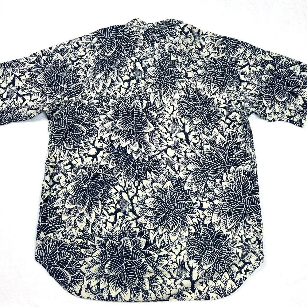 Vintage 90s Banana Republic Men's Tropical Leaf Bird Cotton Shirt Size XL